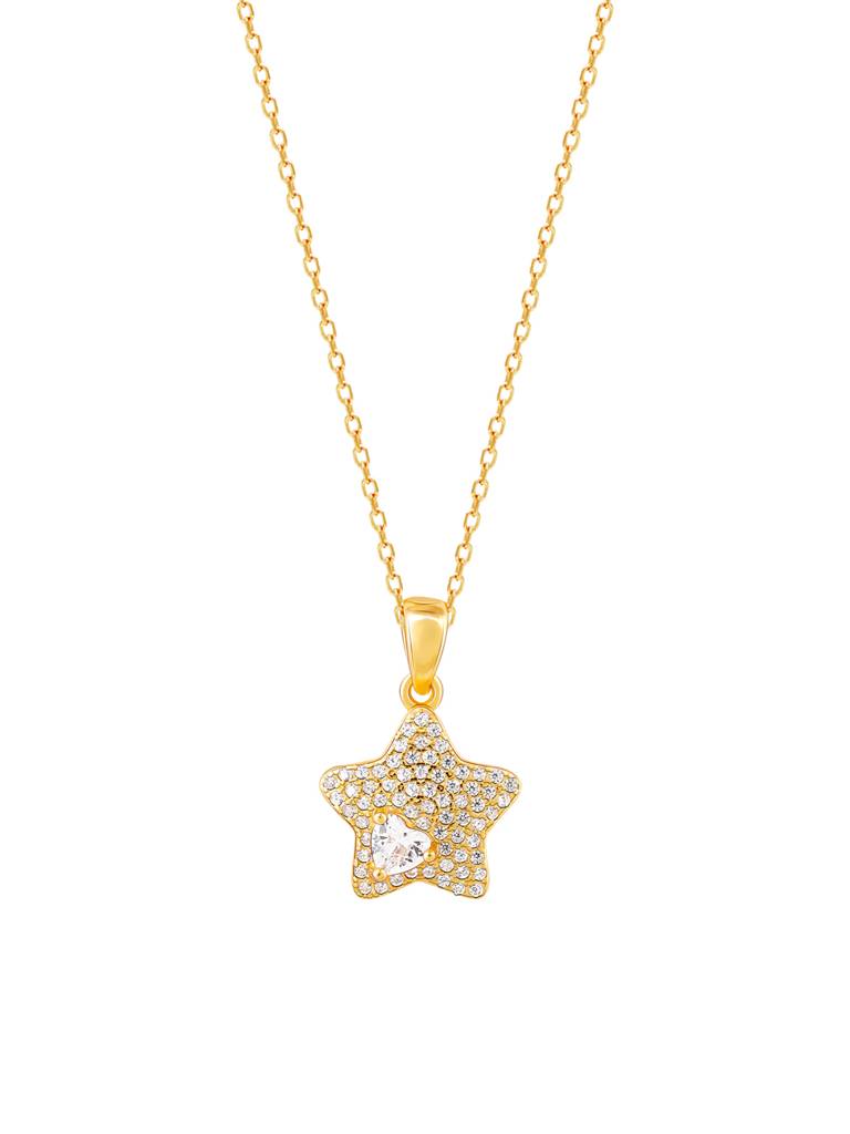 GIVA 925 Sterling Silver Golden Star of Love Pendant with Link Chain