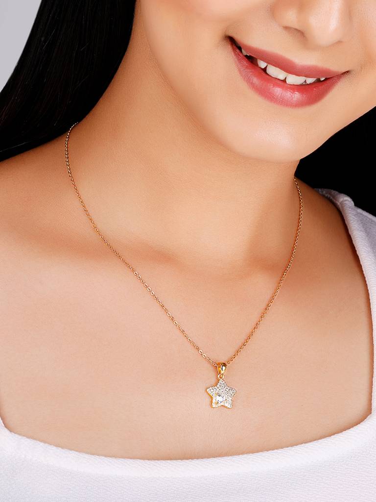 GIVA 925 Sterling Silver Golden Star of Love Pendant with Link Chain