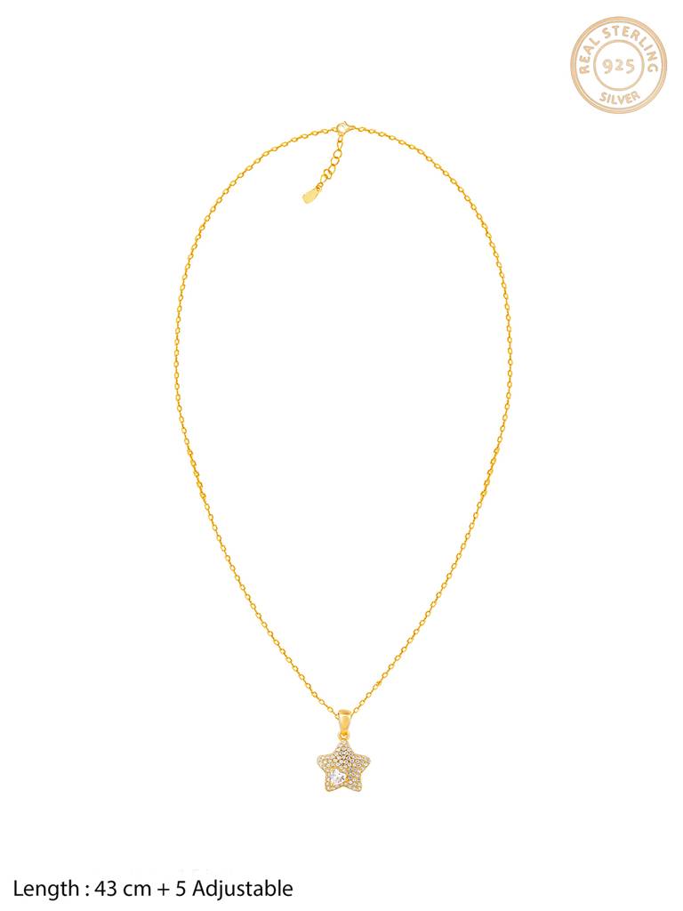GIVA 925 Sterling Silver Golden Star of Love Pendant with Link Chain