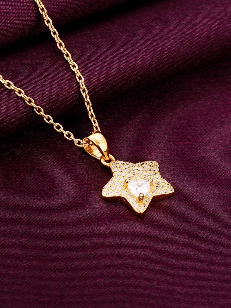 GIVA 925 Sterling Silver Golden Star of Love Pendant with Link Chain