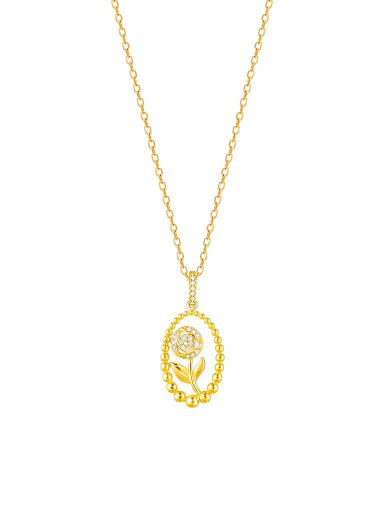 GIVA 925 Sterling Silver Golden Rosy Romance Pendant with Link Chain