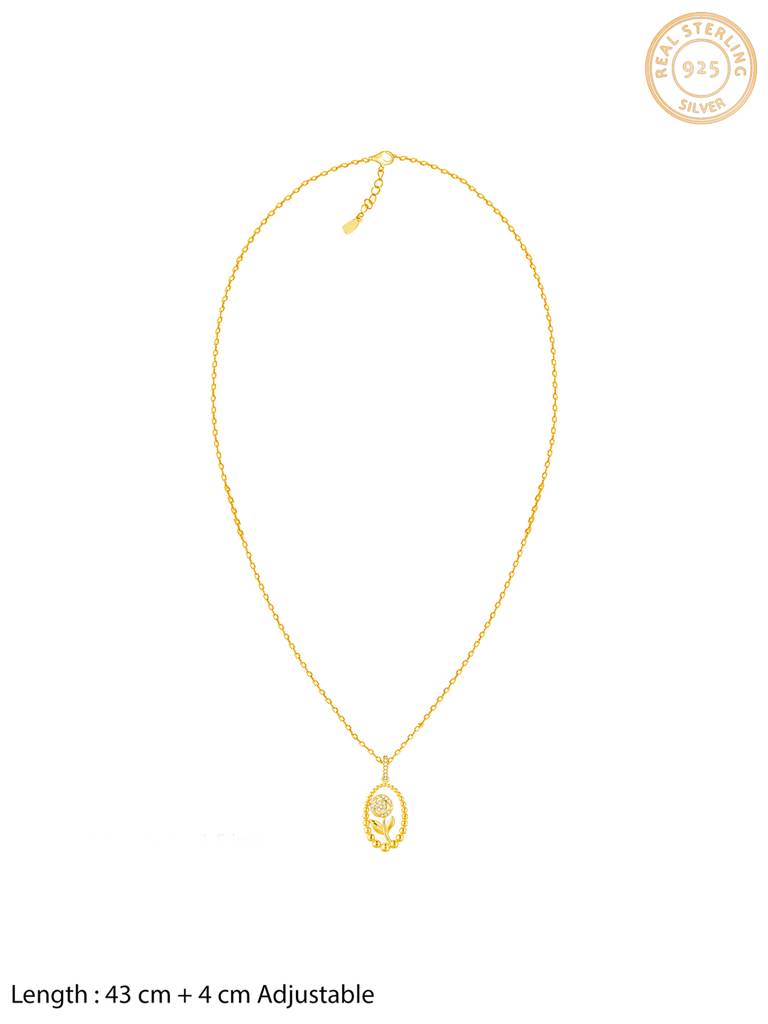 GIVA 925 Sterling Silver Golden Rosy Romance Pendant with Link Chain