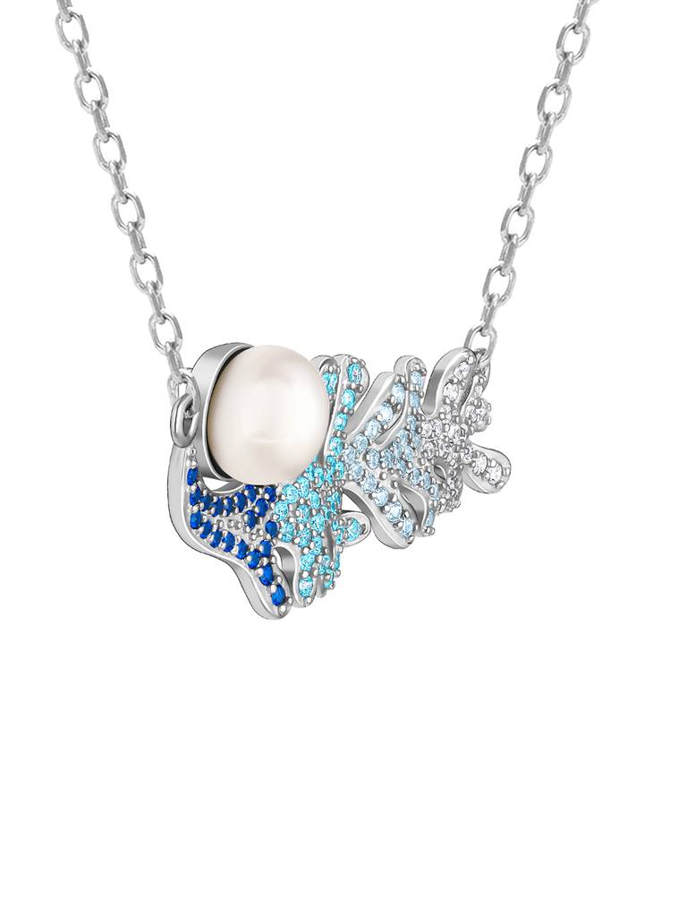 Giva 925 Sterling Silver Ombre In Blue Necklace