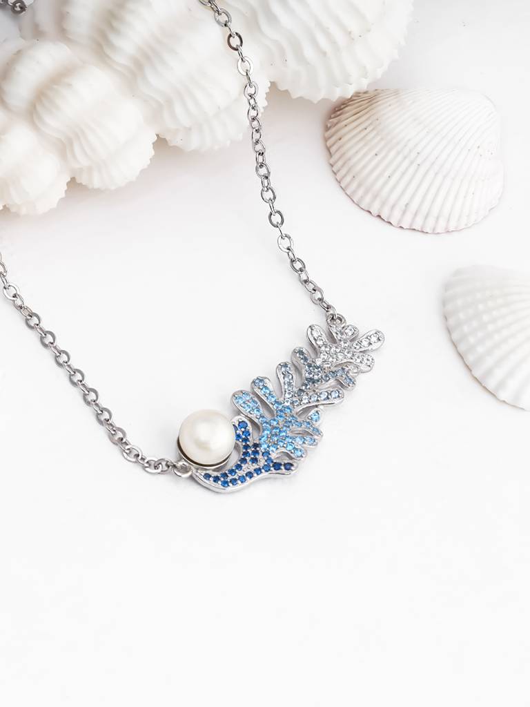 Giva 925 Sterling Silver Ombre In Blue Necklace