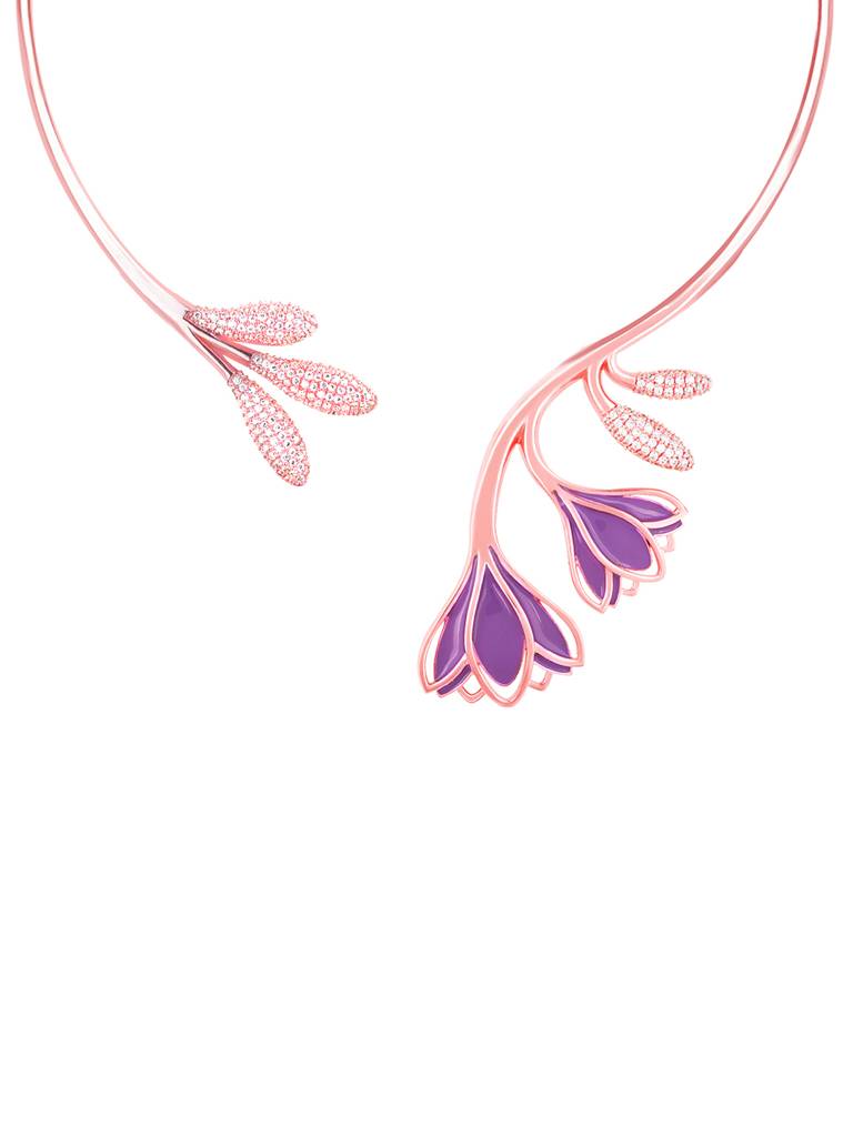 Giva 925 Sterling Silver Rose Gold Crocus Bloom Necklace