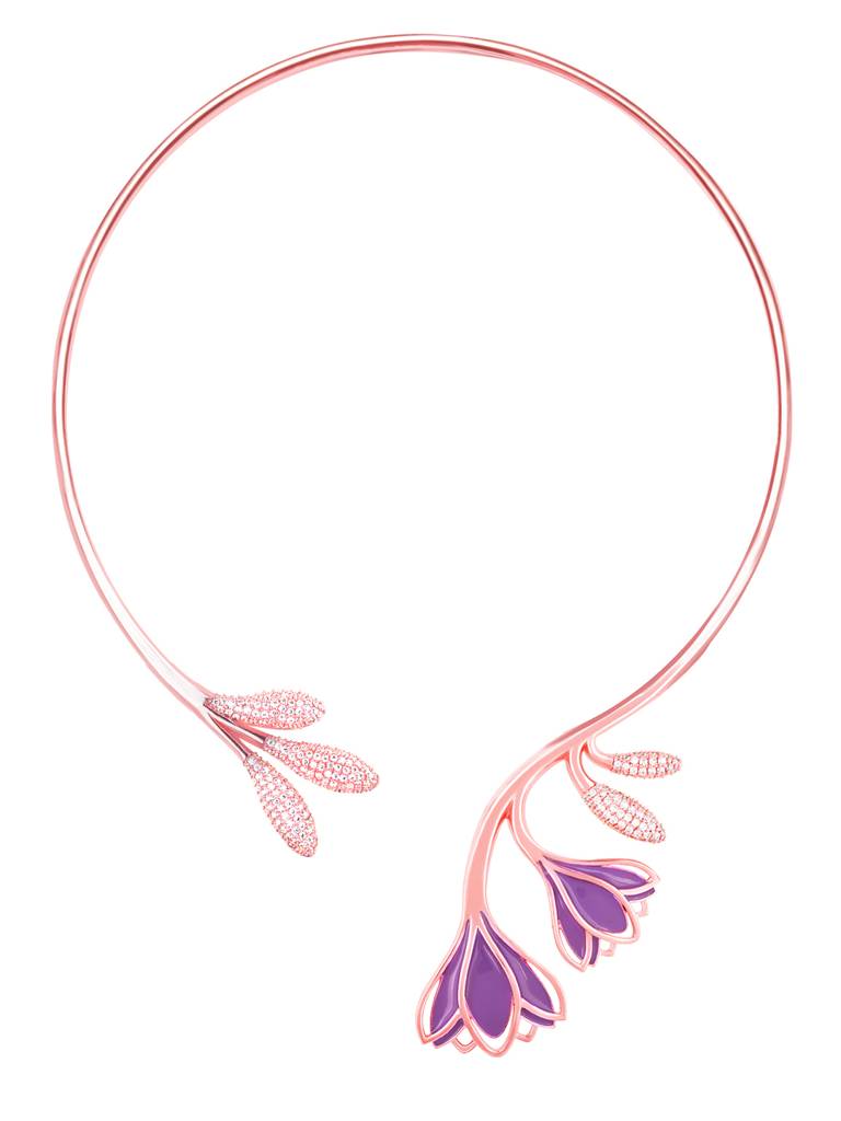 Giva 925 Sterling Silver Rose Gold Crocus Bloom Necklace