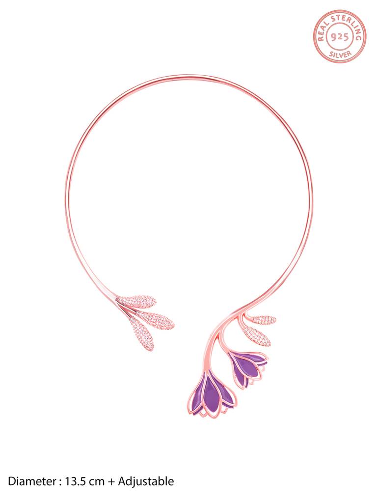 Giva 925 Sterling Silver Rose Gold Crocus Bloom Necklace