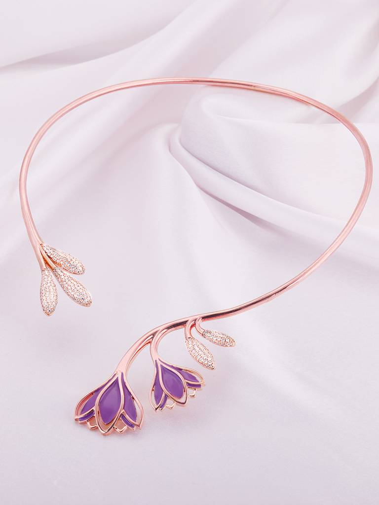 Giva 925 Sterling Silver Rose Gold Crocus Bloom Necklace