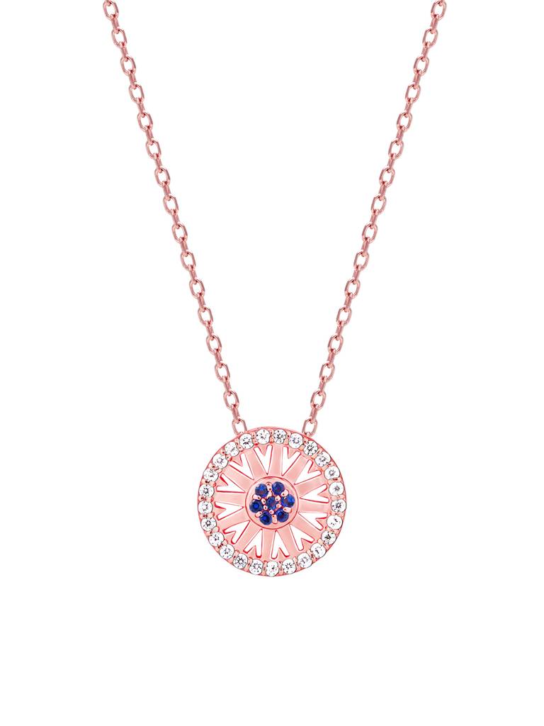 GIVA 925 Sterling Silver Rose Gold Glam Wheel Necklace