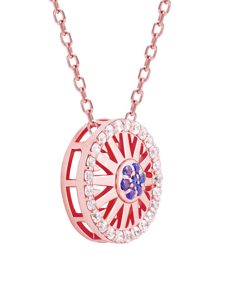 GIVA 925 Sterling Silver Rose Gold Glam Wheel Necklace