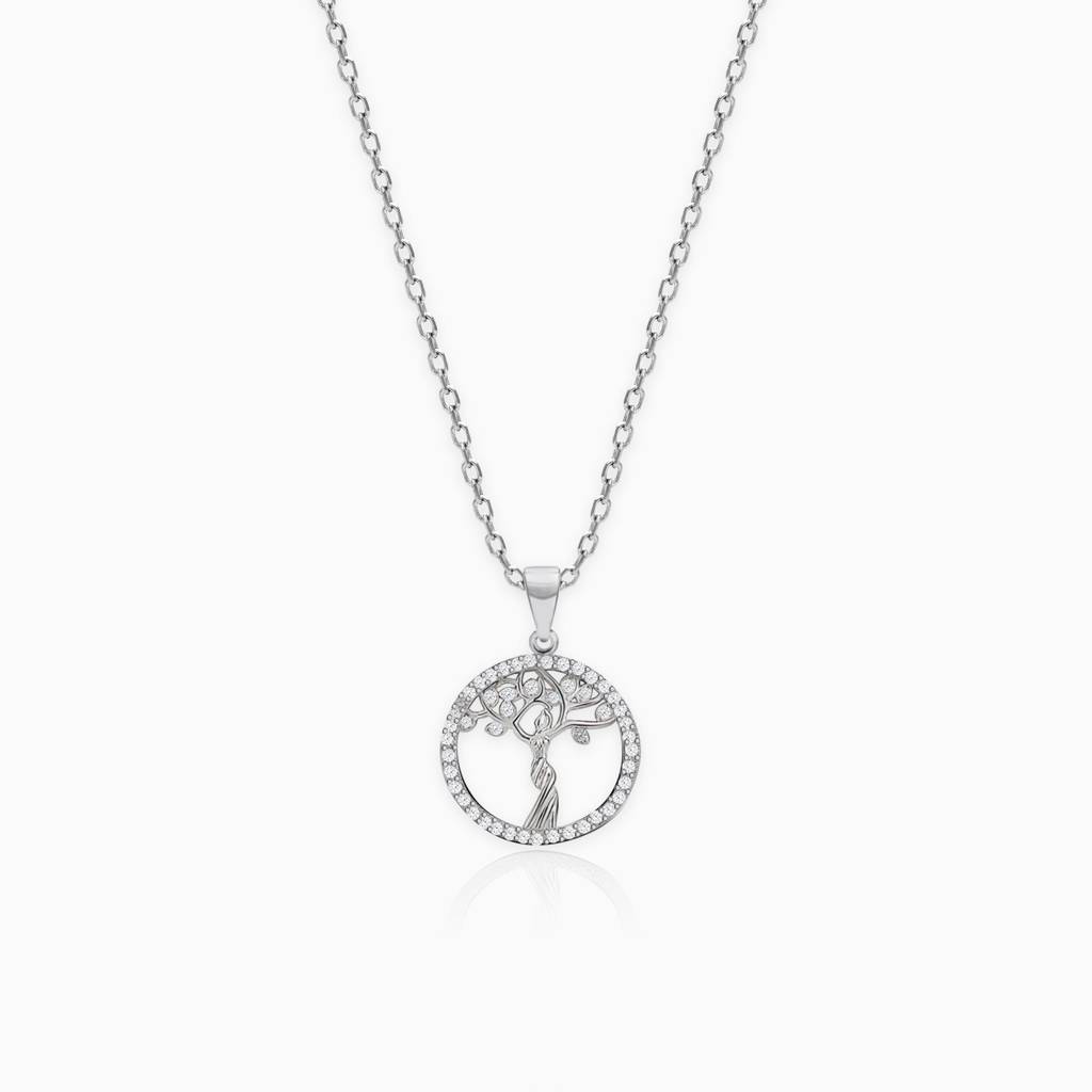 Silver Tree Of Life Pendant With Link Chain : PD0132