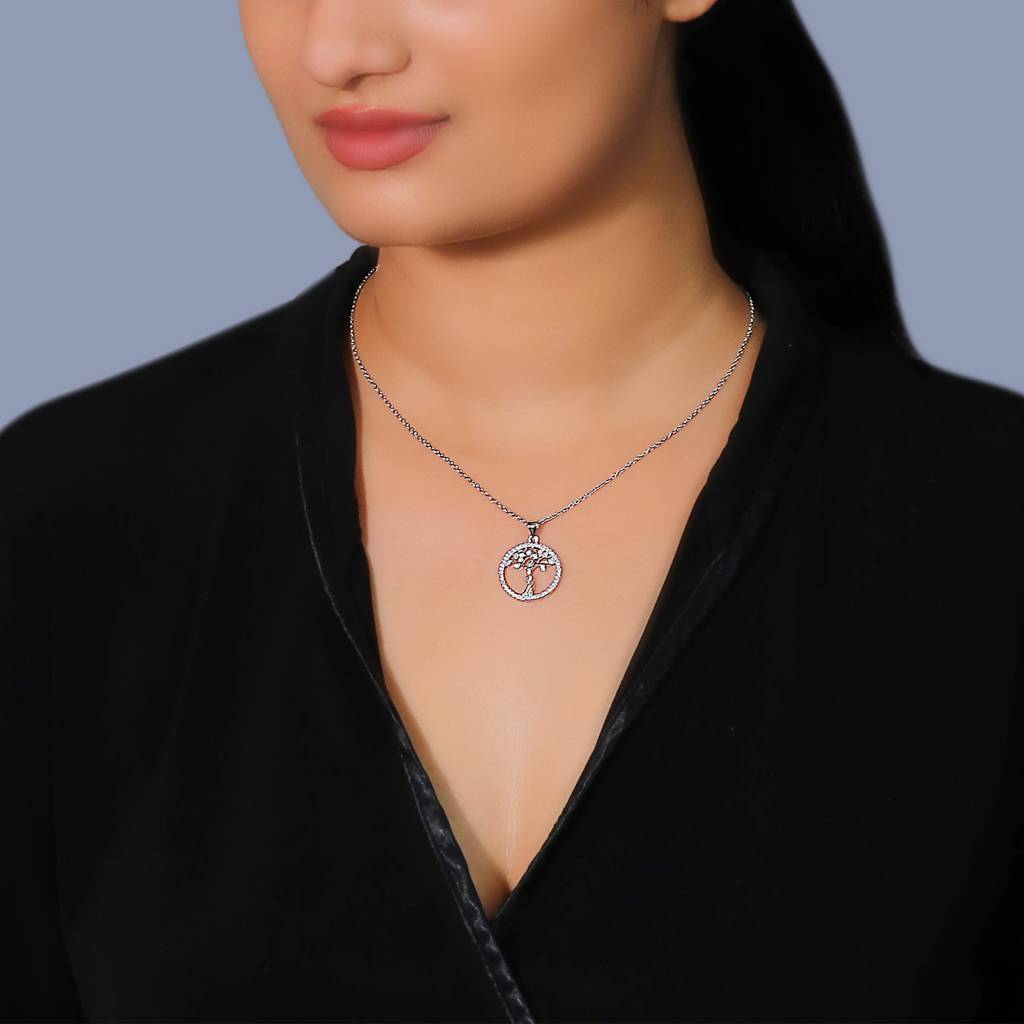 Silver Tree Of Life Pendant With Link Chain : PD0132