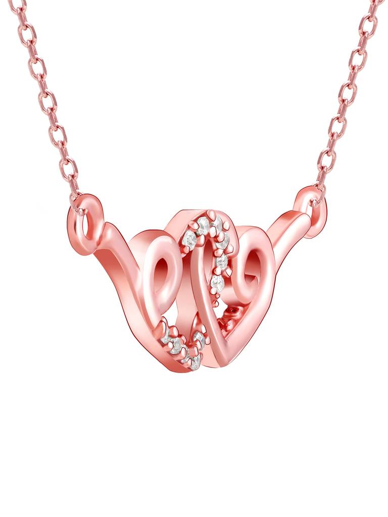 GIVA 925 Sterling Silver Rose Gold Flying Hearts Necklace