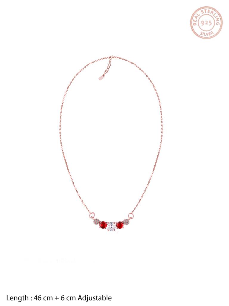 GIVA 925 Sterling Silver Red and White Stone Necklace