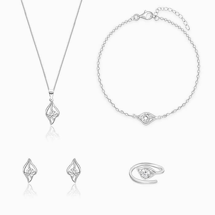 Giva 925 Silver Falling Dew Set Of Four| Gifts For Women And Girls | With Certificate Of Authenticit : PD0133ER02080R01610BR0922