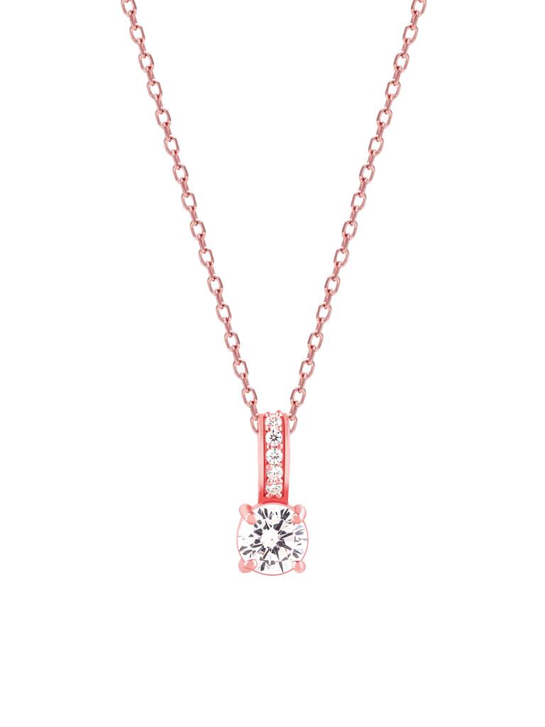 GIVA 925 Sterling Silver Rose Gold Classic Zircon Pendant with Link Chain