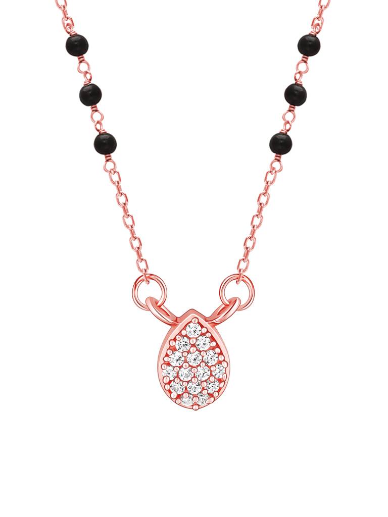GIVA 925 Sterling Silver Rose Gold Pear-Shaped Mangalsutra