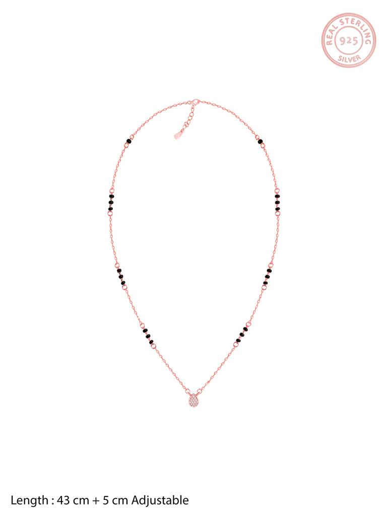 GIVA 925 Sterling Silver Rose Gold Pear-Shaped Mangalsutra