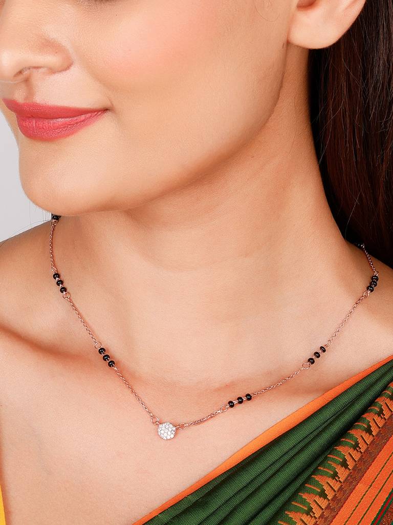 GIVA 925 Sterling Silver Rose Gold Zircon Embellished Mangalsutra