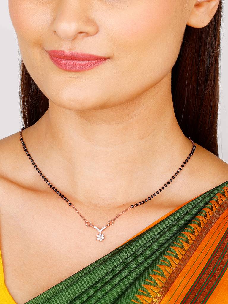 GIVA 925 Sterling Silver Rose Gold Love Bouquet Mangalsutra