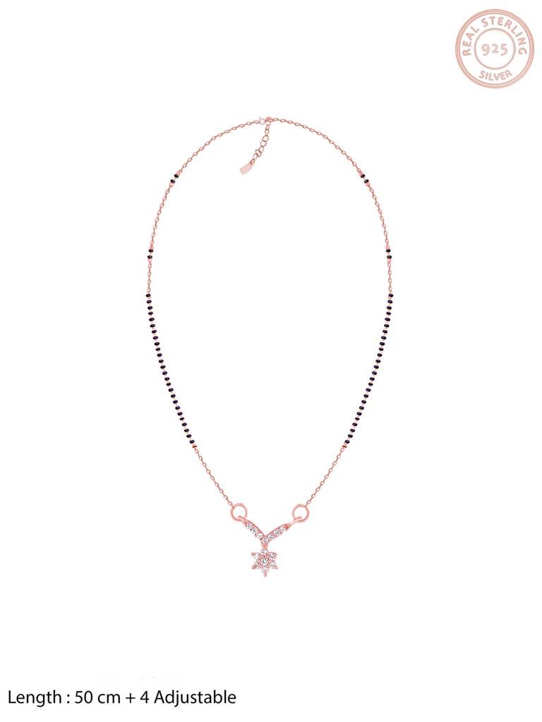 GIVA 925 Sterling Silver Rose Gold Love Bouquet Mangalsutra