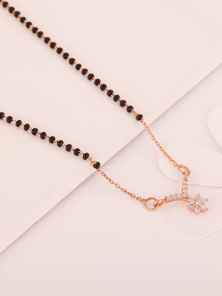 GIVA 925 Sterling Silver Rose Gold Love Bouquet Mangalsutra