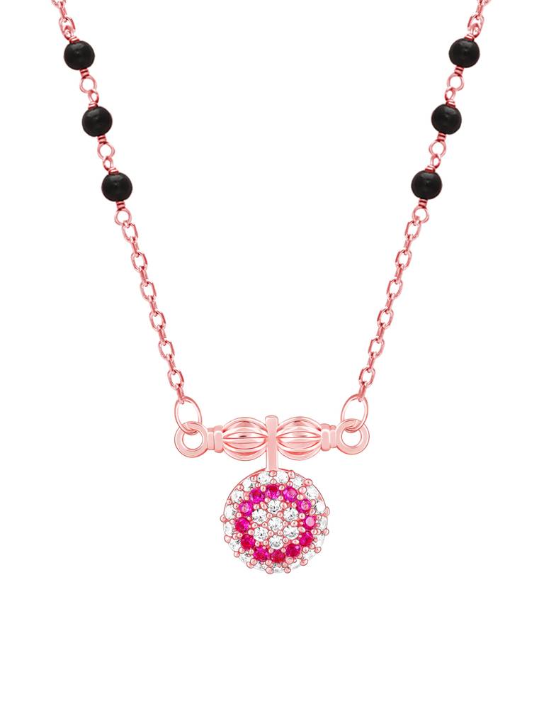 GIVA 925 Sterling Silver Rose Gold Rosy Red Traditional Mangalsutra