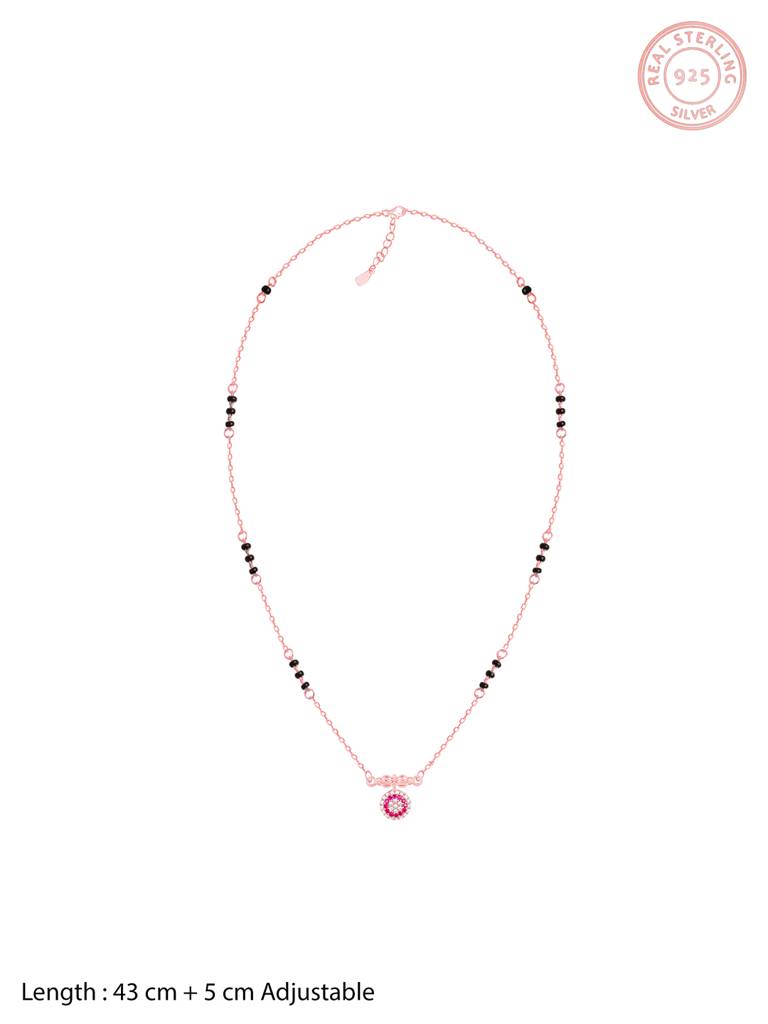 GIVA 925 Sterling Silver Rose Gold Rosy Red Traditional Mangalsutra