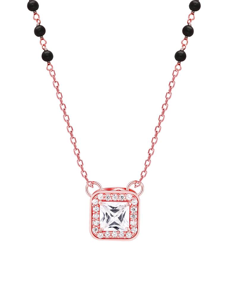 GIVA 925 Sterling Silver Rose Gold Love Square Mangalsutra