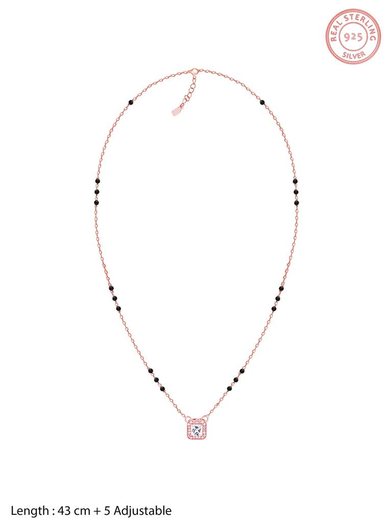 GIVA 925 Sterling Silver Rose Gold Love Square Mangalsutra