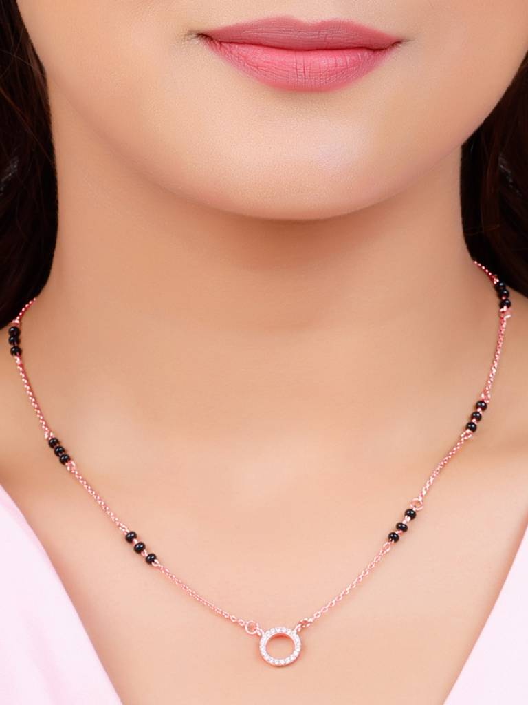 GIVA 925 Sterling Silver Rose Gold Connected for Life Mangalsutra