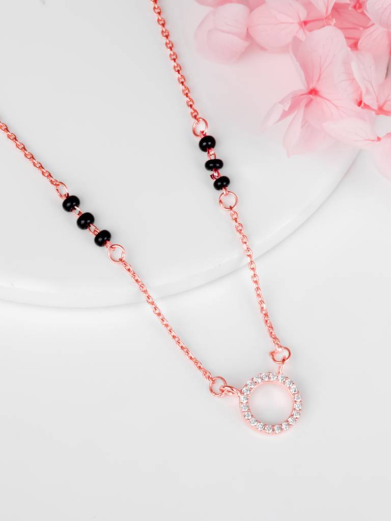 GIVA 925 Sterling Silver Rose Gold Connected for Life Mangalsutra