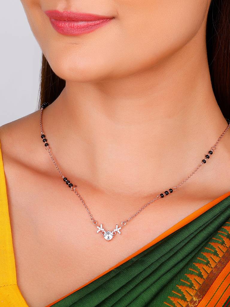 GIVA 925 Sterling Silver Rose Gold Dear Heart Mangalsutra