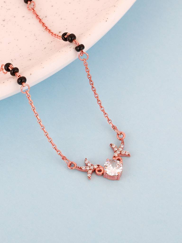 GIVA 925 Sterling Silver Rose Gold Dear Heart Mangalsutra