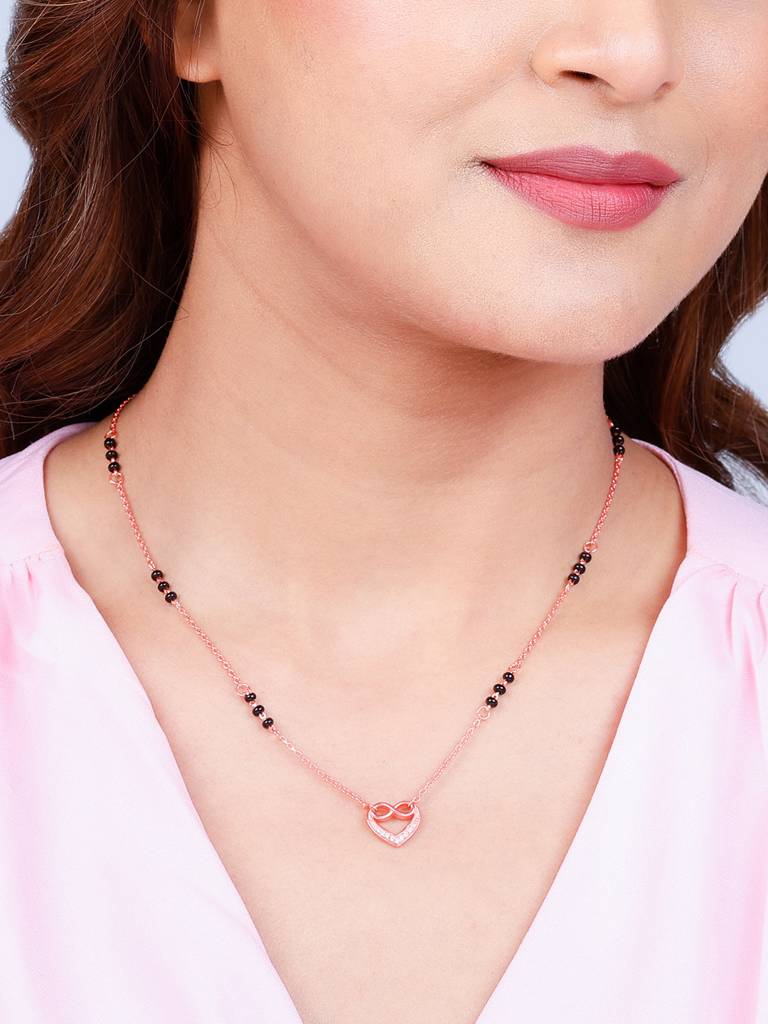 GIVA 925 Sterling Silver Rose Gold Infinite Love In Heart Mangalsutra