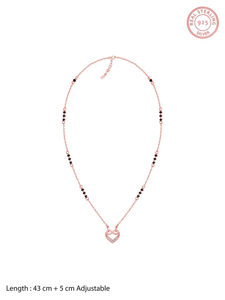 GIVA 925 Sterling Silver Rose Gold Infinite Love In Heart Mangalsutra