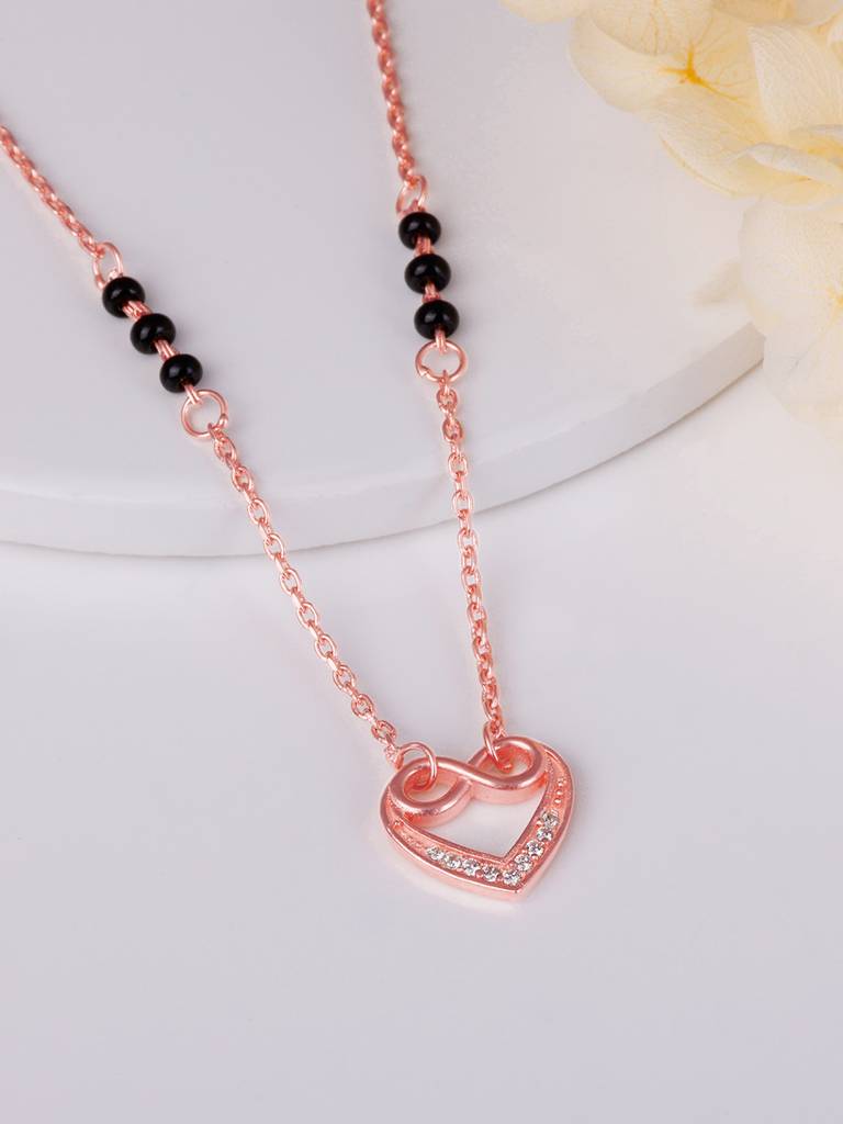 GIVA 925 Sterling Silver Rose Gold Infinite Love In Heart Mangalsutra