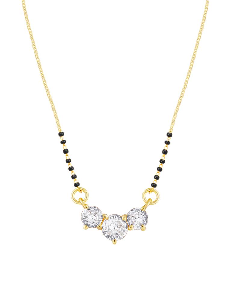 GIVA 925 Sterling Silver Golden Triple Stone Mangalsutra