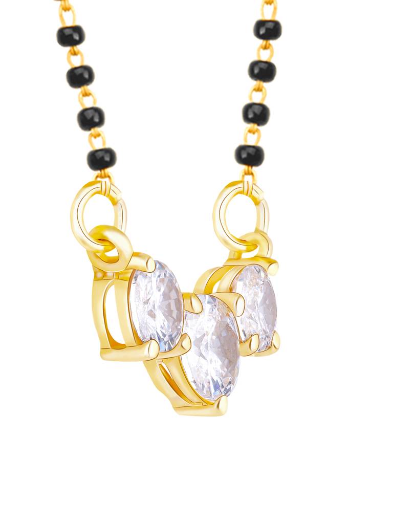 GIVA 925 Sterling Silver Golden Triple Stone Mangalsutra
