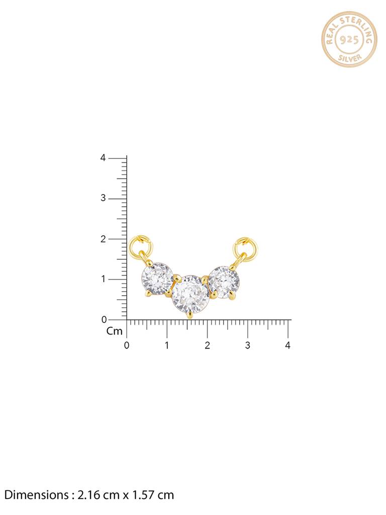 GIVA 925 Sterling Silver Golden Triple Stone Mangalsutra