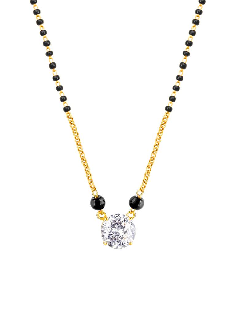 GIVA 925 Sterling Silver Golden Classic Zircon Embellished Mangalsutra