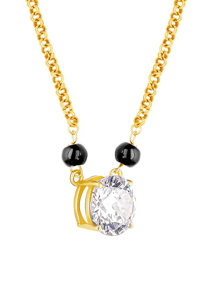 GIVA 925 Sterling Silver Golden Classic Zircon Embellished Mangalsutra