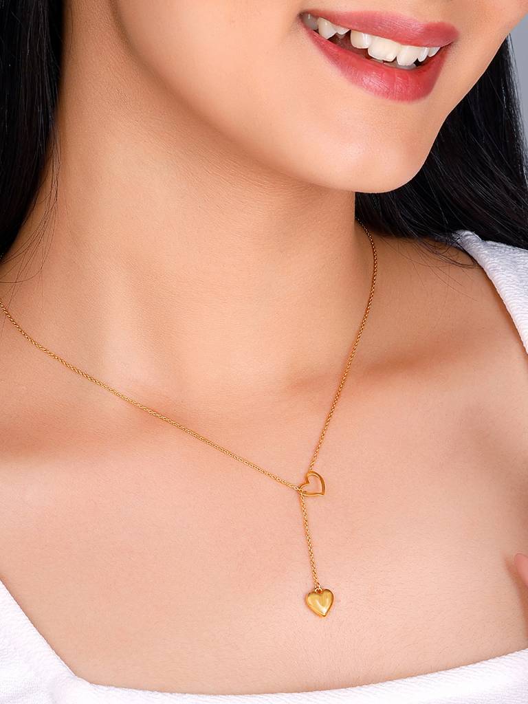 GIVA 925 Sterling Silver Golden Heart Charm Necklaces