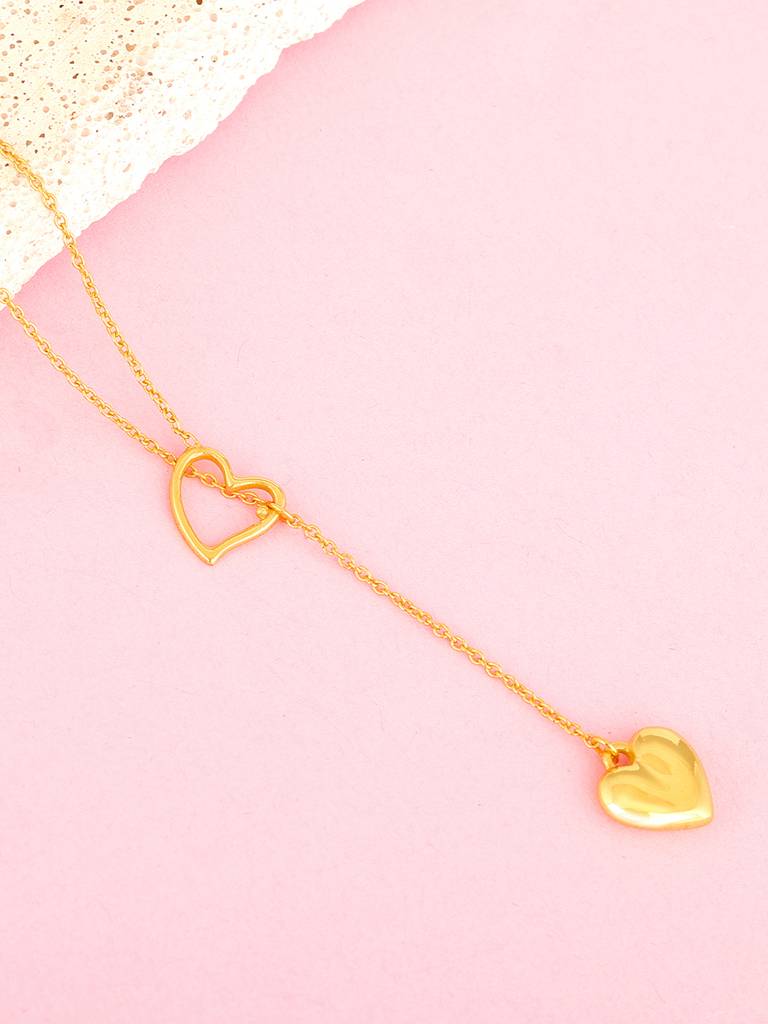 GIVA 925 Sterling Silver Golden Heart Charm Necklaces