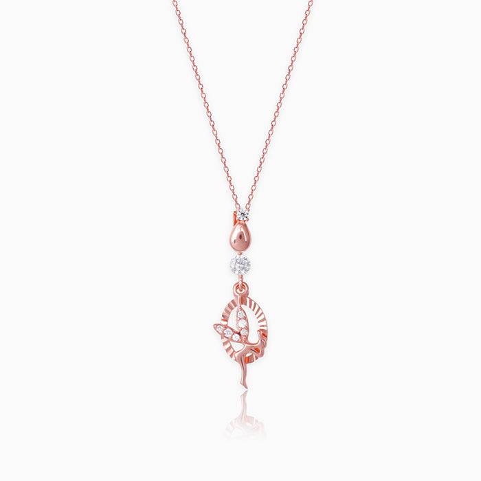 Rose Gold Zircon Fairy Pendant With Link Chain : PD0139