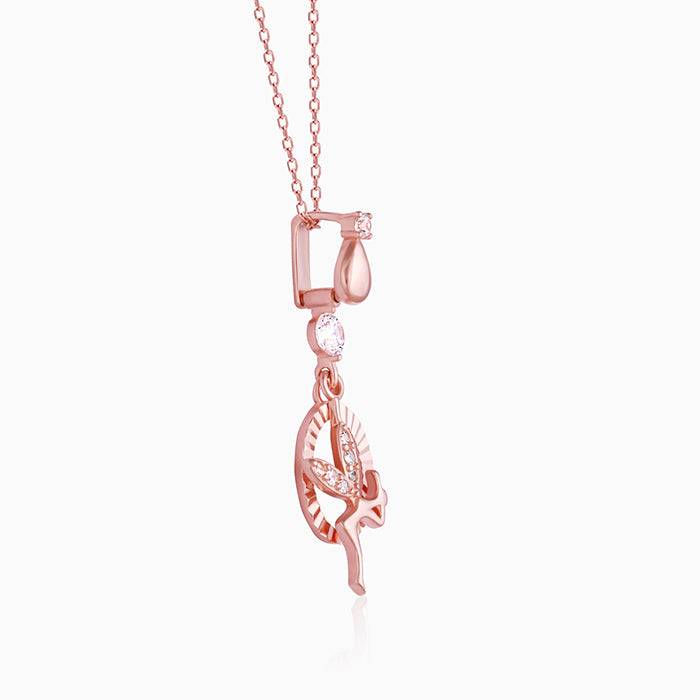 Rose Gold Zircon Fairy Pendant With Link Chain : PD0139