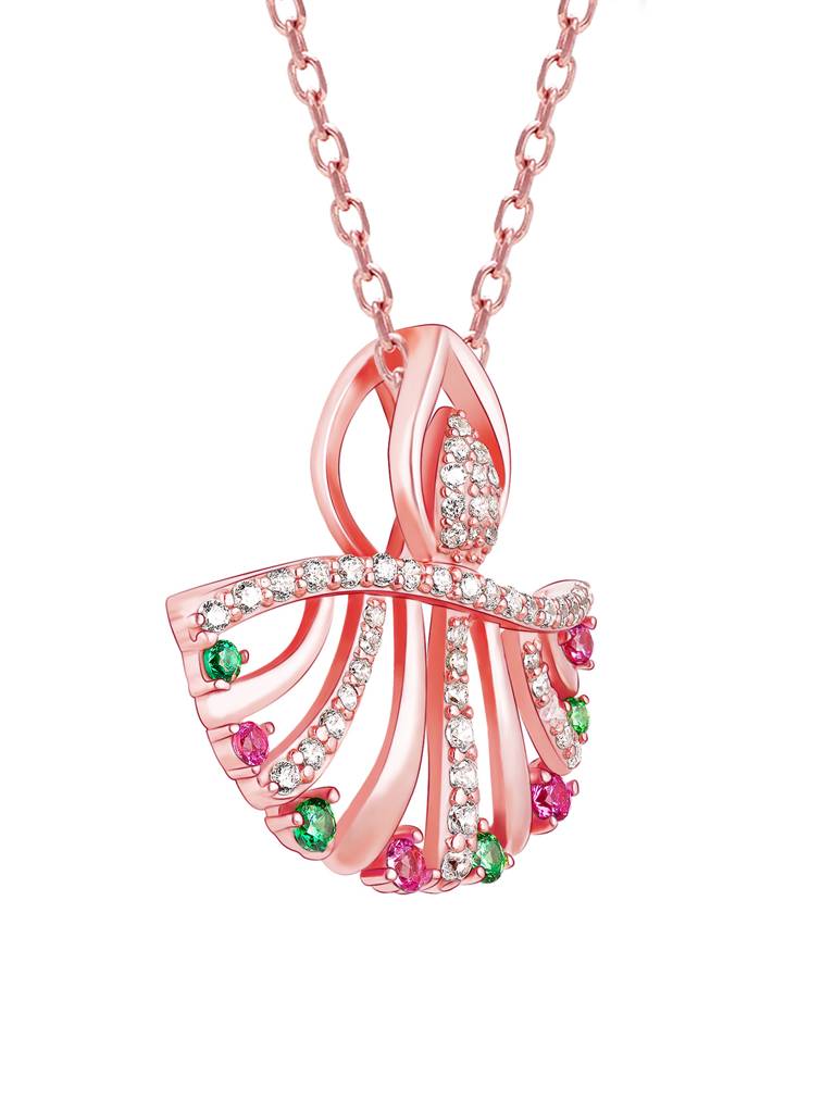 GIVA 925 Sterling Silver Rose Gold Diya Inspired Pendant with Link Chain