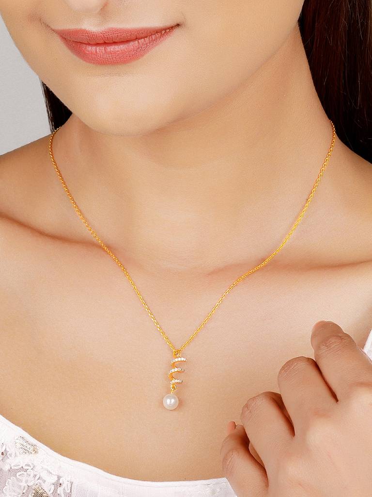 GIVA 925 Sterling Silver Golden Spiral Beauty Pendant with Link Chain