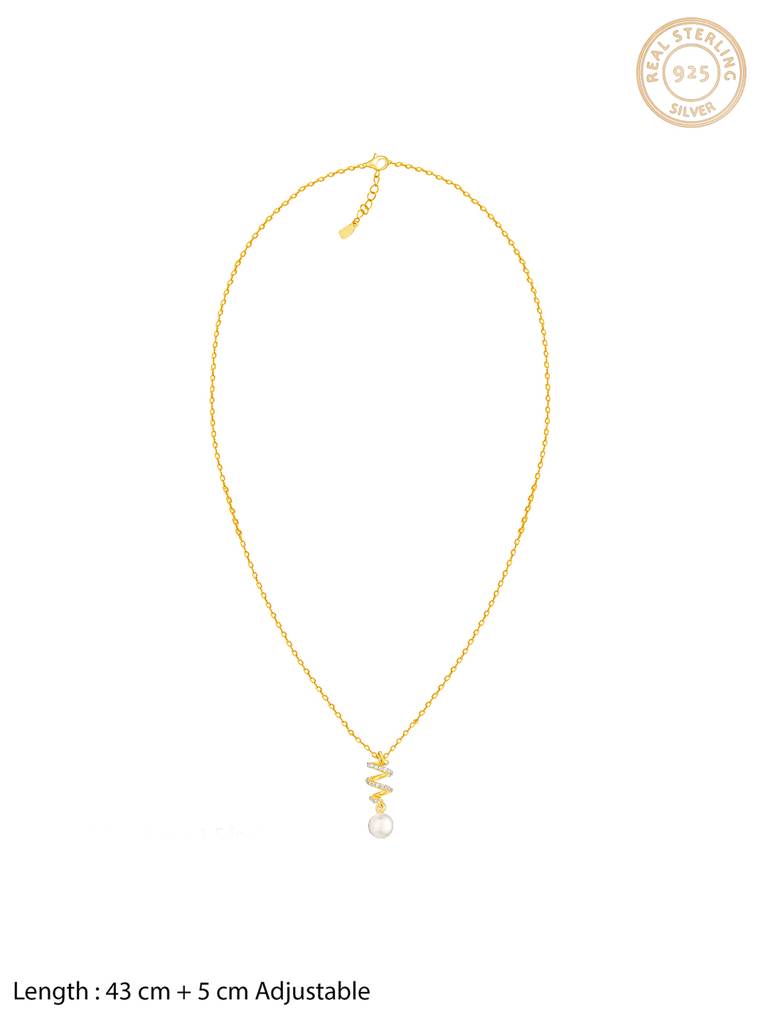 GIVA 925 Sterling Silver Golden Spiral Beauty Pendant with Link Chain