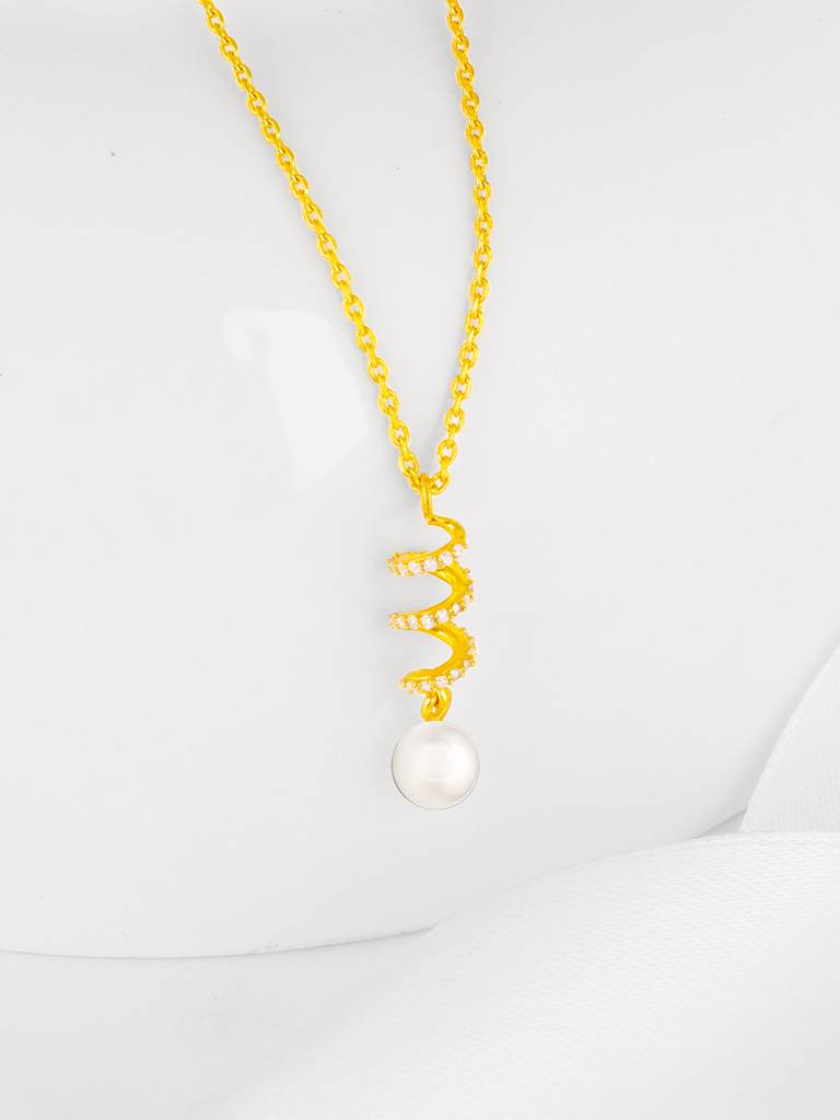 GIVA 925 Sterling Silver Golden Spiral Beauty Pendant with Link Chain